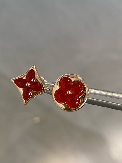 [⭐Renara]STAR AND SUN PINK GOLD CARNELIAN STUD EARRINGS
