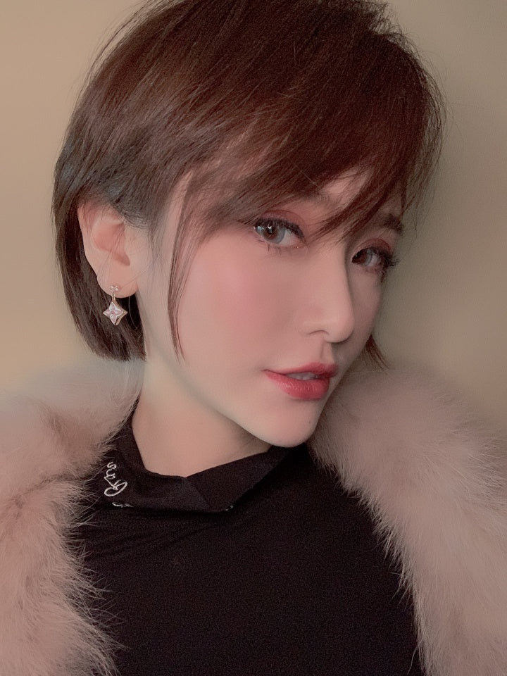 [⭐Renara]DOUBLE STAR PINK GOLD MOP DROP EARRINGS