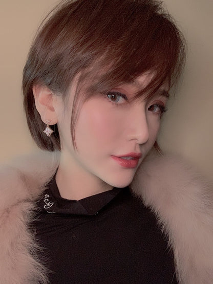 [⭐Renara]DOUBLE STAR PINK GOLD MOP DROP EARRINGS