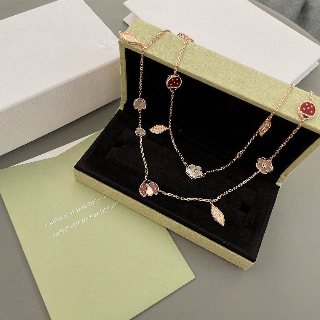 [⭐Renara]LUCKY SPRING 15 MOTIFS ROSE GOLD NECKLACE