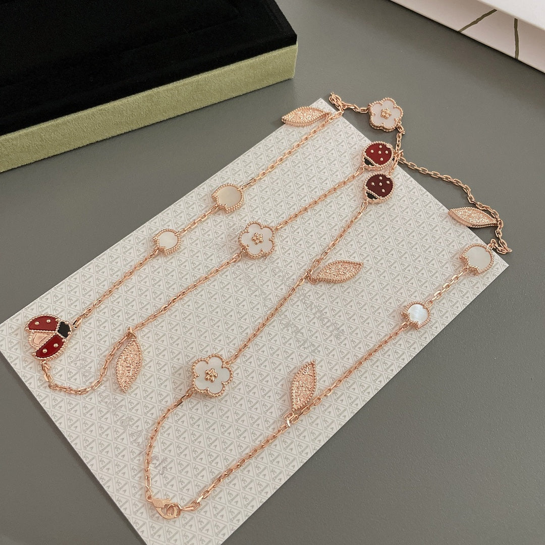 [⭐Renara]LUCKY SPRING 15 MOTIFS ROSE GOLD NECKLACE