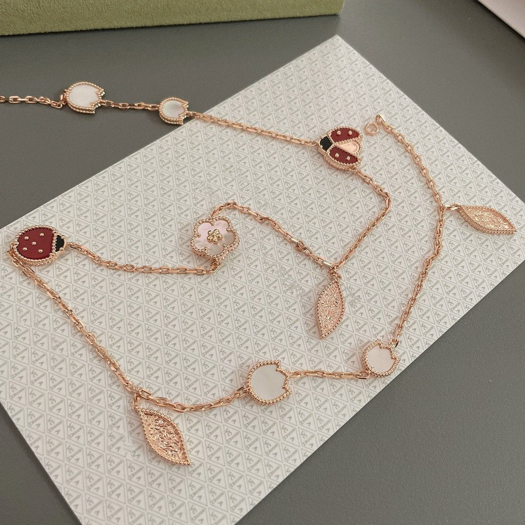 [⭐Renara]LUCKY SPRING 15 MOTIFS ROSE GOLD NECKLACE