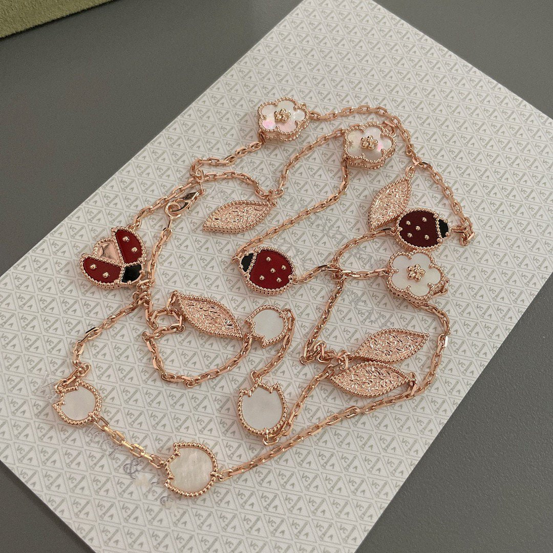 [⭐Renara]LUCKY SPRING 15 MOTIFS ROSE GOLD NECKLACE