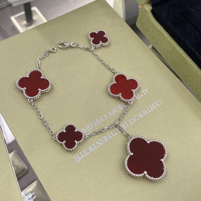 [⭐Renara]CLOVER 5 MOTIFS SIVLER CARNELIAN BRACELET