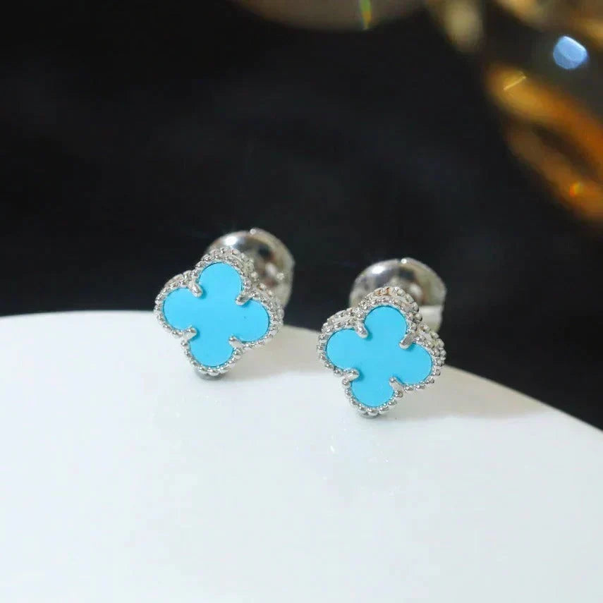 [⭐Renara]CLOVER MINI 9.5MM ONYX STUD EARRINGS SILVER