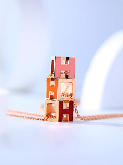 [⭐Renara]H CAGE PINK GOLD NECKLACE