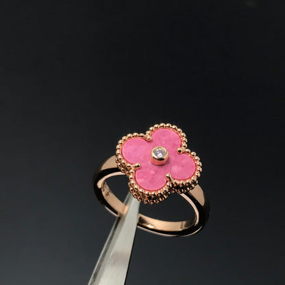 [⭐Renara]CLOVER RHODONITE ROSE GOLD RING