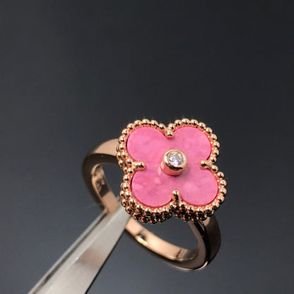 [⭐Renara]CLOVER RHODONITE ROSE GOLD RING