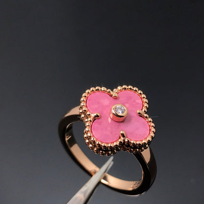 [⭐Renara]CLOVER RHODONITE ROSE GOLD RING