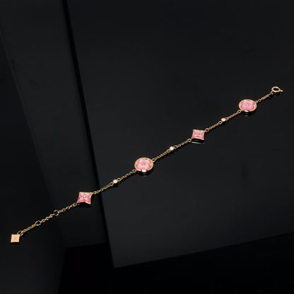 [⭐Renara]STAR AND SUN 4 MOTIF PINK MOP PINK GOLD BRACELET