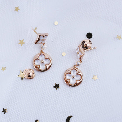 [⭐Renara]STAR AND SUN PINK GOLD MOP DROP EARRINGS