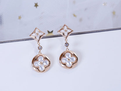 [⭐Renara]STAR AND SUN PINK GOLD MOP DROP EARRINGS