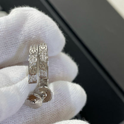 [⭐Renara]LOVE DIAMOND SILVER HOOP EARRINGS