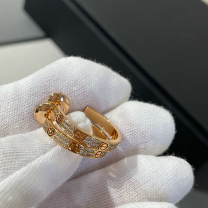 [⭐Renara]LOVE DIAMOND PINK GOLD HOOP EARRINGS