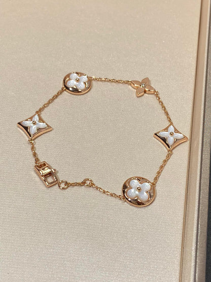 [⭐Renara]STAR AND SUN 5 MOTIF MOP PINK GOLD BRACELET