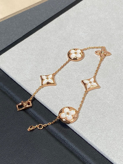 [⭐Renara]STAR AND SUN 5 MOTIF MOP PINK GOLD BRACELET