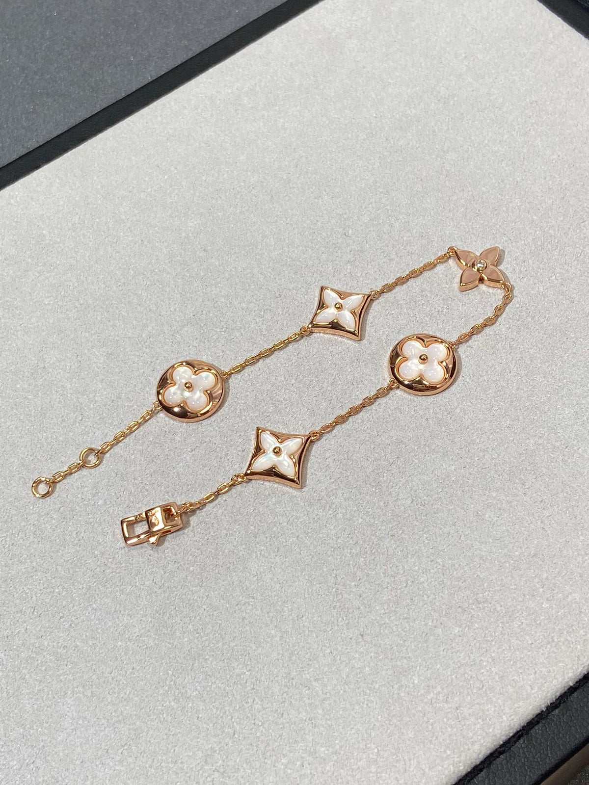 [⭐Renara]STAR AND SUN 5 MOTIF MOP PINK GOLD BRACELET