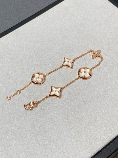 [⭐Renara]STAR AND SUN 5 MOTIF MOP PINK GOLD BRACELET