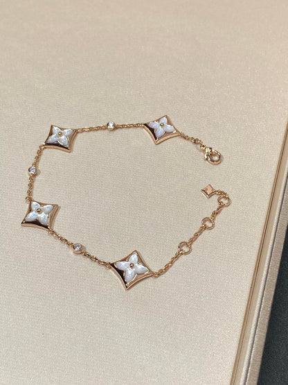 [⭐Renara]STAR 4 MOTIF MOP DIAMOND PINK GOLD BRACELET