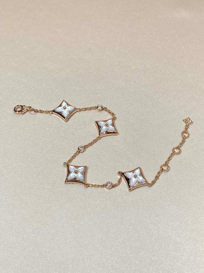 [⭐Renara]STAR 4 MOTIF MOP DIAMOND PINK GOLD BRACELET