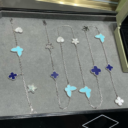 [⭐Renara]LUCKY CLOVER SILVER 11 MOTIF NECKLACE