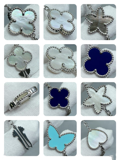 [⭐Renara]LUCKY CLOVER SILVER 11 MOTIF NECKLACE