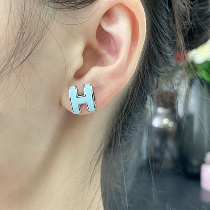 [⭐Renara]POP H SKY BLUE STUD EARRINGS