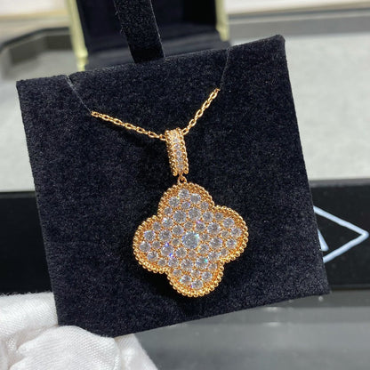 [⭐Renara]CLOVER 25MM LARGE PEDANT DIAMOND PAVED LONG NECKLACE
