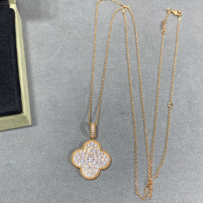 [⭐Renara]CLOVER 25MM LARGE PEDANT DIAMOND PAVED LONG NECKLACE