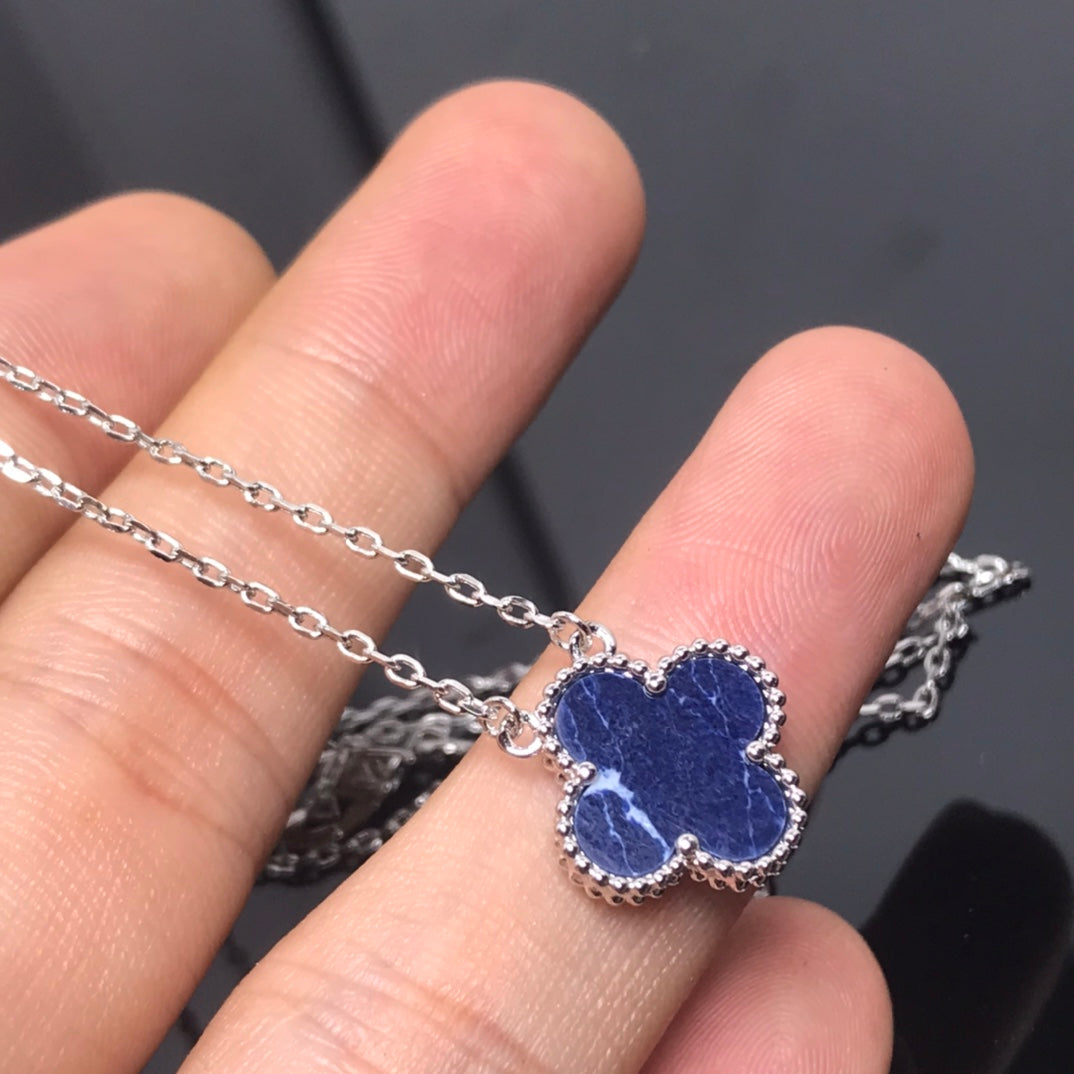 [⭐Renara]CLOVER PIETERSITE SILVER LONG NECKLACE