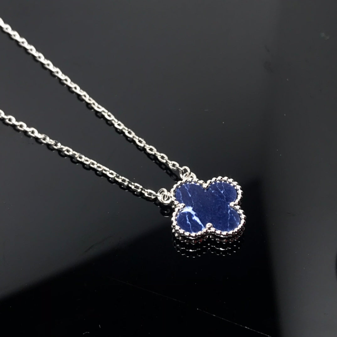 [⭐Renara]CLOVER PIETERSITE SILVER LONG NECKLACE