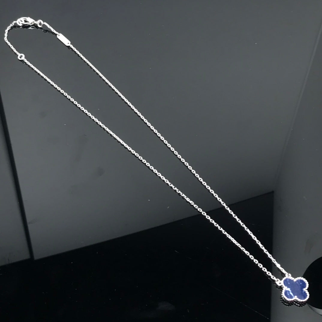 [⭐Renara]CLOVER PIETERSITE SILVER LONG NECKLACE