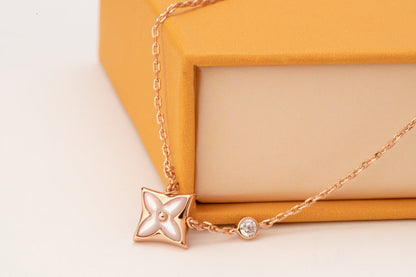[⭐Renara]STAR PINK MOP 1 DIAMOND PINK GOLD NECKLACE