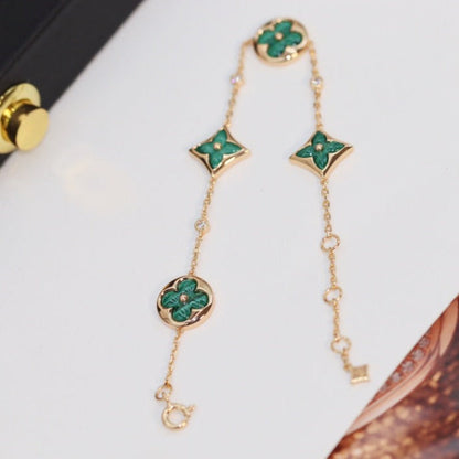 [⭐Renara]STAR AND SUN 4 MOTIF PINK GOLD MALACHITE BRACELET