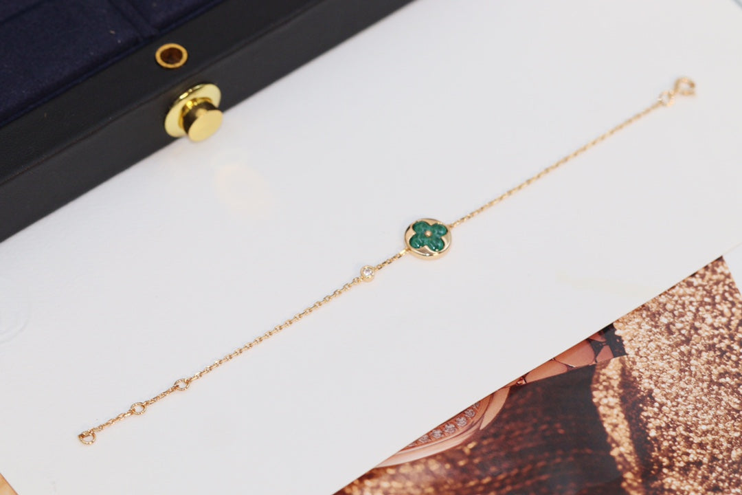 [⭐Renara]STAR AND SUN 4 MOTIF PINK GOLD MALACHITE BRACELET