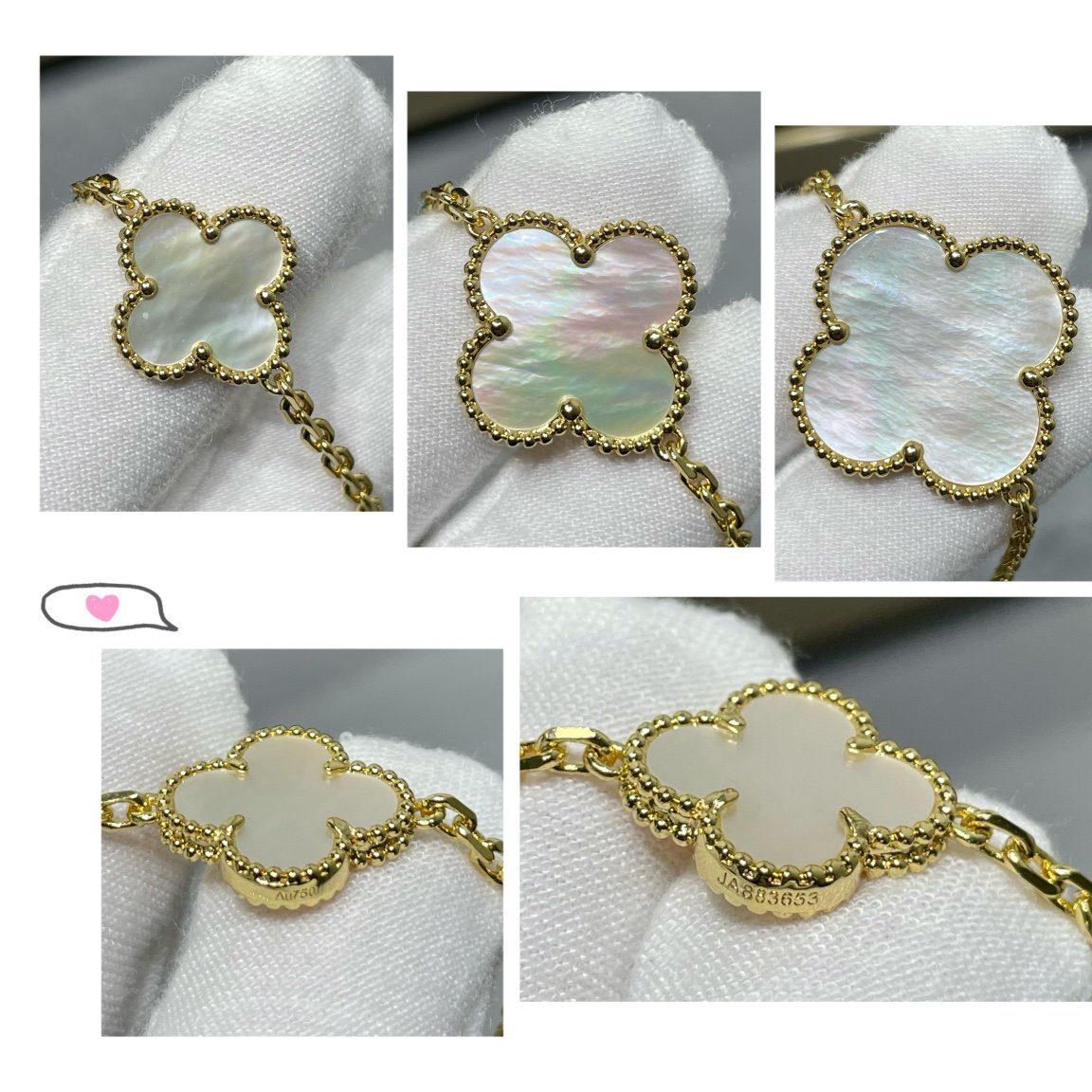 [⭐Renara]CLOVER 16 MOTIF WHITE MOP GOLD NECKLACE