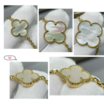 [⭐Renara]CLOVER 16 MOTIF WHITE MOP GOLD NECKLACE