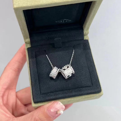 [⭐Renara]PERLEE DOUBLE PENDANT SILVER DIAMOND NECKLACE