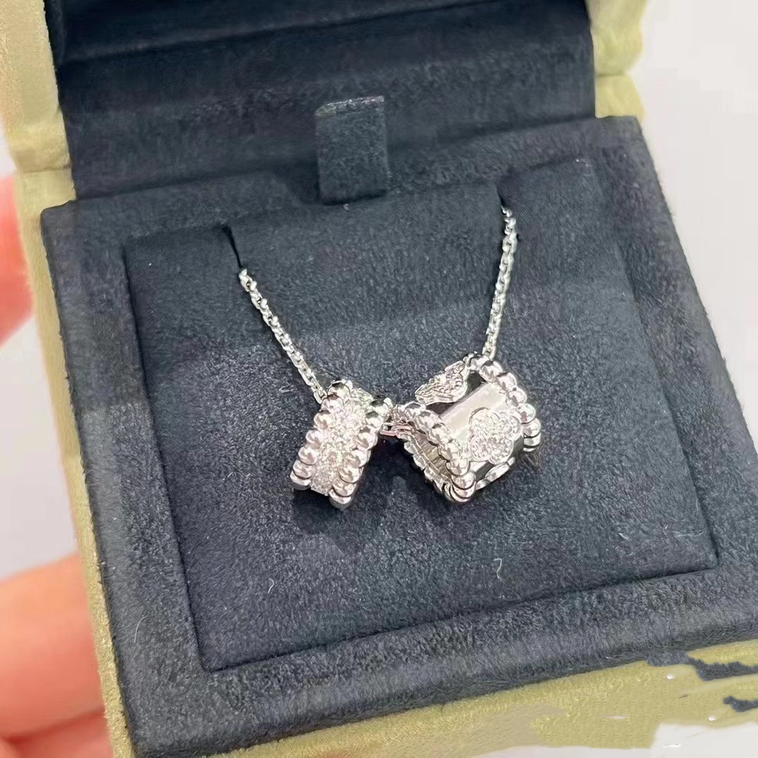 [⭐Renara]PERLEE DOUBLE PENDANT SILVER DIAMOND NECKLACE