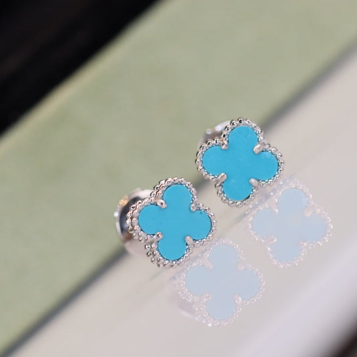 [⭐Renara]CLOVER MINI TURQUOISE SILVER STUD EARRINGS