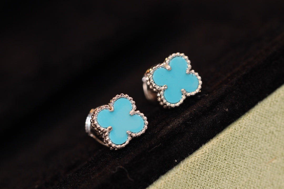 [⭐Renara]CLOVER MINI TURQUOISE SILVER STUD EARRINGS