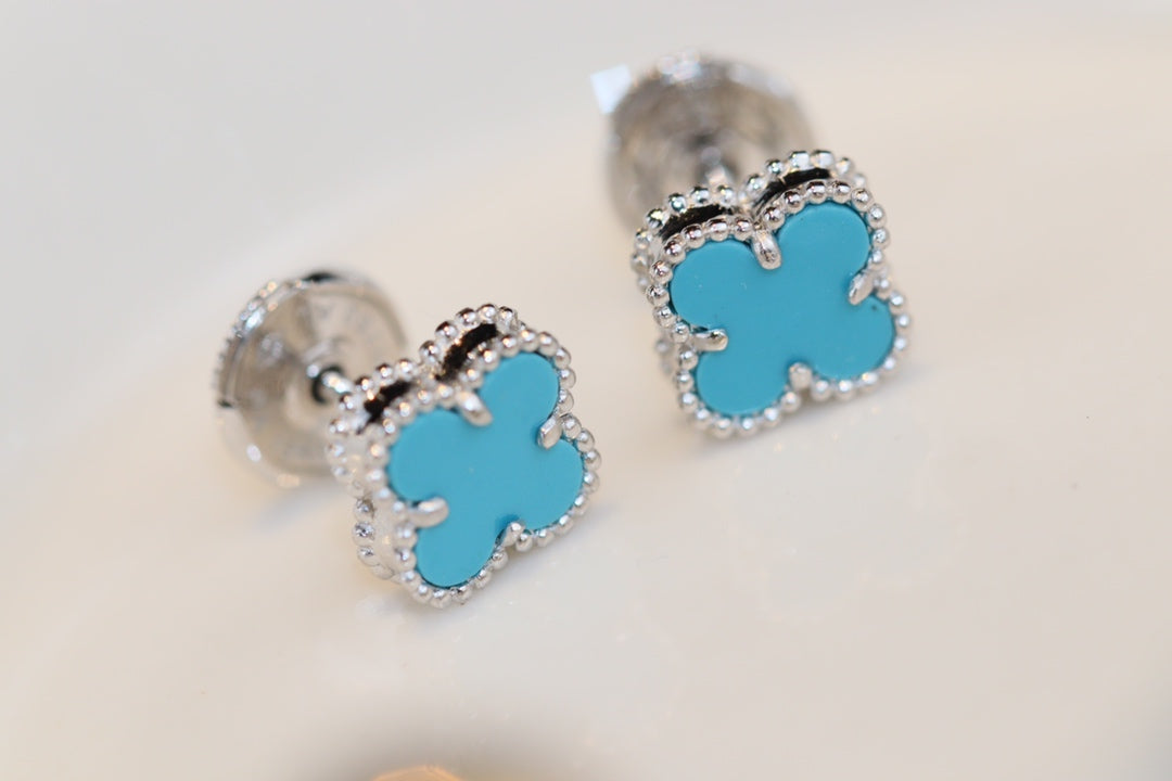 [⭐Renara]CLOVER MINI TURQUOISE SILVER STUD EARRINGS