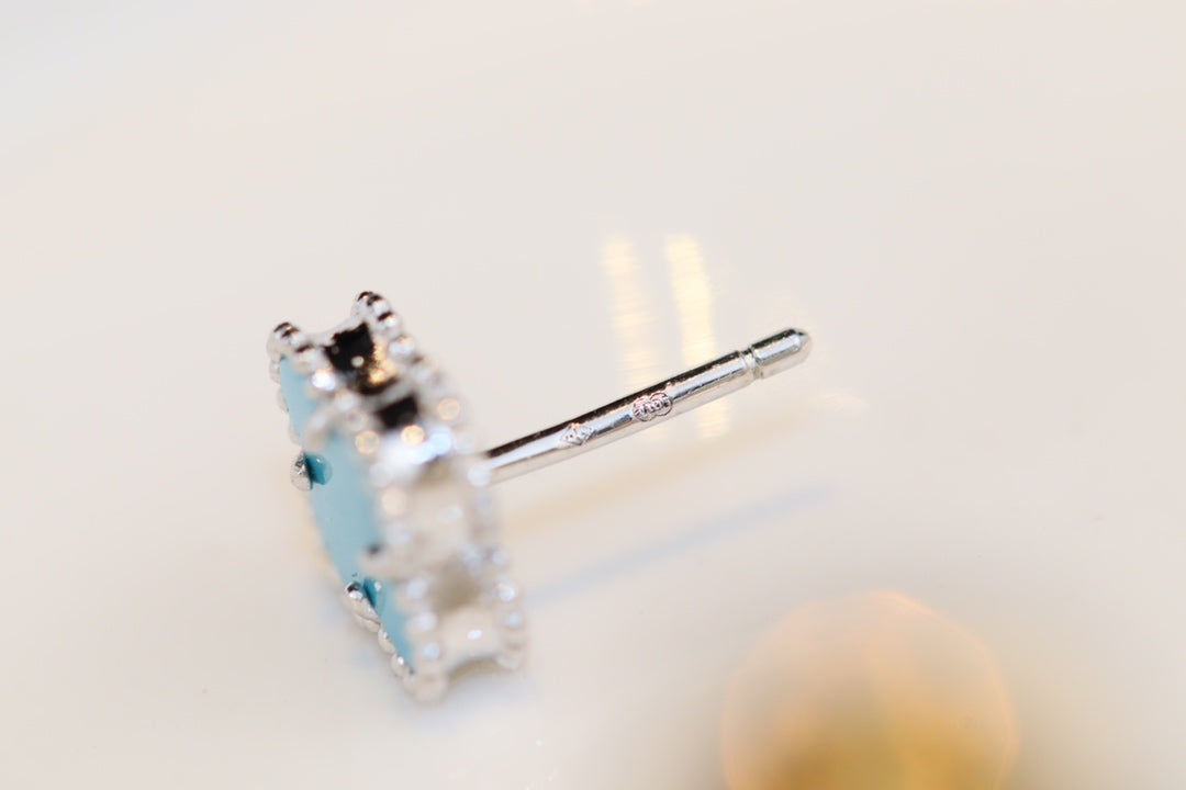 [⭐Renara]CLOVER MINI TURQUOISE SILVER STUD EARRINGS