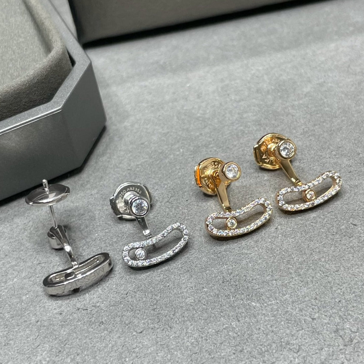 [⭐Renara]MOVE UNO PINK GOLD DIAMOND EARRINGS