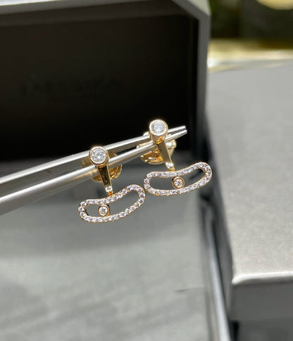[⭐Renara]MOVE UNO PINK GOLD DIAMOND EARRINGS