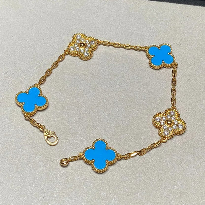 [⭐Renara] CLOVER 5 MOTIF BLUE AGATE BRACELET COLLECTION