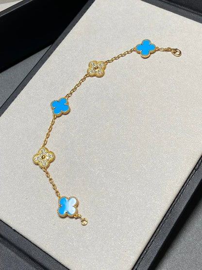 [⭐Renara] CLOVER 5 MOTIF BLUE AGATE BRACELET COLLECTION