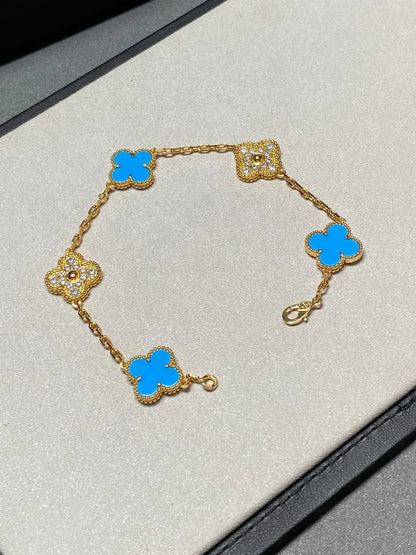 [⭐Renara] CLOVER 5 MOTIF BLUE AGATE BRACELET COLLECTION