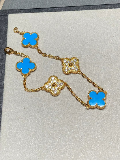 [⭐Renara] CLOVER 5 MOTIF BLUE AGATE BRACELET COLLECTION