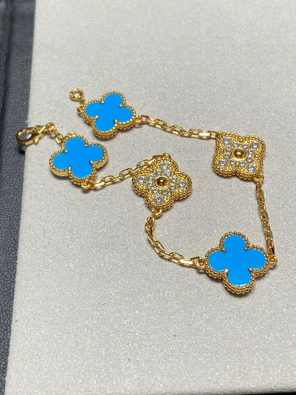 [⭐Renara] CLOVER 5 MOTIF BLUE AGATE BRACELET COLLECTION